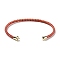 Stainless Steel Cuff Bangle Making, with Golden Tone Brass Finding, for Half Drilled Beads, Orange Red, Inner Diameter: 1-3/4x2-3/8 inch(4.6x6cm), Pin: 1mm