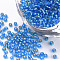 Silver Lined Glass Seed Beads, Round, Dodger Blue, 1.5~2x1mm, Hole: 0.6mm, about 120000pcs/bag, about 450g/bag