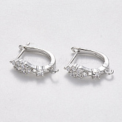 Серьги-кольца из латуни с кубическим цирконием и застежкой сзади KK-T048-030P-NF