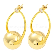 Серьги-гвоздики из латуни с круглым шариком и стойкой EJEW-K245-29G