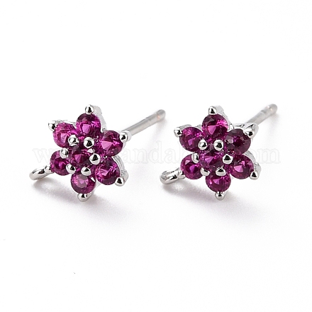 Латунь микро проложить кубические серьги из циркония ZIRC-C027-14P-01-RS-1