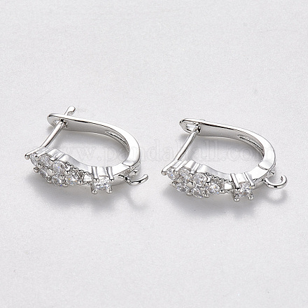 Серьги-кольца из латуни с кубическим цирконием и застежкой сзади KK-T048-030P-NF-1