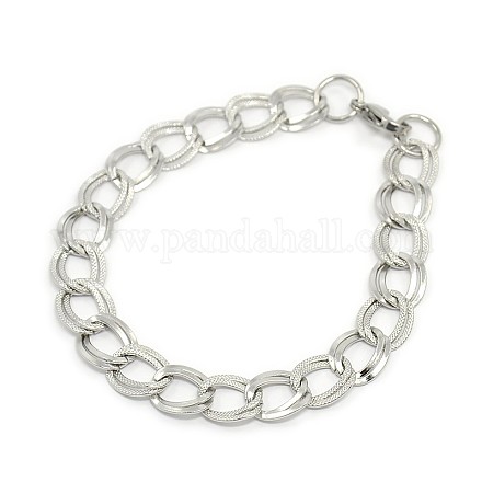 Модные браслеты из кубинской цепи из нержавеющей стали 304 STAS-A028-B058P-1