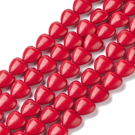 Сердце синтетические бирюзовые бусы нити X-TURQ-I019-12mm-01-1