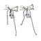 Bowknot Brass Micro Pave Cubic Zirconia Clip-on Earrings, Chains Tassel Earrings, Long-Lasting Plated, Platinum, 72x30mm