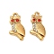 304 Stainless Steel Rhinestone Pendant, Ion Plating(IP), Owl Charms, Real 18K Gold Plated, Hyacinth, 20.5x10.5x3mm, Hole: 1.6mm