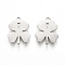 Tarnish Resistant 304 Stainless Steel Charms, Laser Cut, Clover, Stainless Steel Color, 11.5x9.5x1mm, Hole: 1.2mm