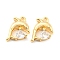 Brass Pendants, with Glass, Dolphin Charm, Real 18K Gold Plated, 14x10.5x3mm, Hole: 1.4mm