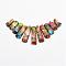 Assembled Gold Line and Imperial Jasper Beads Strands, Graduated Fan Pendants, Focal Beads, Dyed, Colorful, 16~39x9.5~10x5mm, Hole: 1mm, 11pcs/strand, 3.27 inch