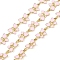 Brass Butterfly Link Chains, with Enamel, Cadmium Free & Nickel Free & Lead Free, Soldered, with Spool, Golden, Pearl Pink, 11.5x6x1mm, about 32.81 Feet(10m)/Roll