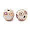 304 Stainless Steel Enamel Beads, Round Beads, Ion Plating(IP), Real 18K Gold Plated, Colorful, 14.5~15mm, Hole: 2mm