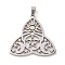 Non-Tarnish 304 Stainless Steel Hollow Pendants, Trinity Knot with Star/Moon/Sun, Stainless Steel Color, 30x29x1mm, Hole: 5x3mm