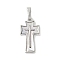 Brass Pave Natural White Shell Pendants, Religion Cross Charms, Long-Lasting Plated, Lead Free & Cadmium Free, Rack Plating, Platinum, 20x10.5x2mm, Hole: 3.5x6mm