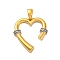 Brass Micro Pave Cubic Zirconia Pendants, Heart, Long-Lasting Plated, Cadmium Free & Lead Free, Rack Plating, Real Gold Plated & Real Platinum Plated, 26x24x3.5mm, Hole: 6mm