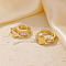 Elegant Vintage Brass Clear Cubic Zirconia Heart Hoop Earrings, Golden, 17x8mm