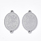 Tarnish Resistant 201 Stainless Steel Links connectors, Laser Cut Links, Oval with St Michael, Stainless Steel Color, 21.5x12.5x1mm, Hole: 1.2mm