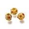 Rack Plating Alloy Beads, with Colorful Glass, Lead Free & Cadmium Free, Round, Real 18K Gold Plated, 6x6mm, Hole: 1.8mm
