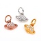 Brass Micro Pave Clear Cubic Zirconia Universe Space Charms, Long-Lasting Plated, Planet, Mixed Color, 7x8.5x1.8mm, Hole: 3.5mm