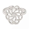 Non-Tarnish 304 Stainless Steel Open Cuff Rings, Flower, Stainless Steel Color, US Size 7 3/4(17.9mm)