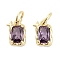 Brass Micro Pave Cubic Zirconia Charms, Cadmium Free & Nickel Free & Lead Free, with Jump Ring, Rectangle with Star, Real 18K Gold Plated, Purple, 9.5x6x3mm, Hole: 3mm
