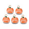 Alloy Enamel Pendants, Halloween, Cadmium Free & Lead Free, Pumpkin, Light Gold, Coral, 15.5x12x3mm, Hole: 1.6mm