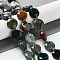 Natural Indian Agate Beads Strands, with Seed Beads, Faceted Hexagonal Cut, Flat Round, 12~12.5x5~6mm, Hole: 1.2~1.4mm, about 27~29pcs/strand, 15.55~15.75 inck(39.5~40cm)