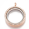 Alloy Magnetic Locket Pendants, with Rhinestone and Glass, Flat Round, Crystal, 37x30.5x7.5mm, Hole: 3.5mm, Inner diameter: 23mm