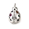 Brass Micro Pave Cubic Zirconia Pendants, Cadmium Free & Nickel Free & Lead Free, Ladybug Charms, Platinum, 12x7.5x3.5mm, Hole: 1mm