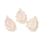 Natural Rose Quartz Pendants, with Golden Brass Edge, Faceted, Teardrop, 22.5x14x5.5mm, Hole: 1.6mm