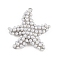 Starfish Brass ABS Imitation Pearl Pendants, Rack Plating, Long-Lasting Plated, Cadmium Free & Lead Free, Platinum, 33x32x7mm, Hole: 1.5mm