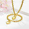 Heart Stainless Steel Pendant Necklaces & Charm Bracelets Sets, Golden, 475mm