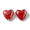 Luminous Handmade Gold Sand Lampwork Beads, Glow in the Dark, Heart, Red, 20.5x20x12mm, Hole: 1.8mm