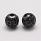 Brass Micro Pave Cubic Zirconia Beads, Round, Gunmetal, 8.5x8mm, Hole: 2mm