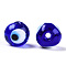Handmade Lampwork Beads, Evil Eye, Round, Dark Blue, 12x11mm, Hole: 1.8mm
