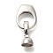 Brass Fold Over Clasps, Cadmium Free & Nickel Free & Lead Free, Oval, Platinum, 26.5mm, clasp: 14x7x7mm, hole: 5.5mm, pendant: 15x12x3.5mm, hole: 1.5x1.7mm