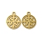 Ion Plating(IP) 304 Stainless Steel Charms, Laser Cut, Flat Round with Star Charm, Golden, 14.5x12x1mm, Hole: 1.5mm