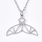 Non-Tarnish 201 Stainless Steel Pendant Necklaces, with Cable Chains, Whale Fishtail, Stainless Steel Color, 17.5 inch~17.9 inch(44.5~45.5cm), 1.5mm, Fishtail: 19x24.5x1mm