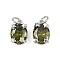 Brass Pave Cubic Zirconia Charms, Oval, Rack Plating, Lead Free & Cadmium Free, Long-Lasting Plated, Platinum, with Jump Ring, Olive Drab, 12x8x6.5mm, Hole: 3mm