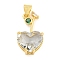 Rack Plating Brass Micro Pave Clear Cubic Zirconia Pendants, with Glass, Long-Lasting Plated, Cadmium Free & Lead Free, Real 18K Gold Plated, Cherry Charms, Light Grey, 20.5x12x7mm, Hole: 4x3.5mm