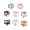8Pcs Glass Pendants, Cat, with Golden 304 Stainless Steel Eye Pins, Mixed Color, 18x14x7mm, Hole: 2.5mm