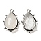 Natural Quartz Crystal Pendants, Rock Crystal Pendants, with Platinum Brass Edge, Faceted, Teardrop, 22.5x14x5.5mm, Hole: 1.6mm.