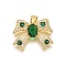 Brass Micro Pave Cubic Zirconia Pendants, Bowknot, Rack Plating, Long-Lasting Plated, Lead Free & Cadmium Free, Real 18K Gold Plated, Green, 16x21x3.5mm, Hole: 4x3mm