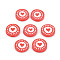 Handmade Polymer Clay Cabochons, Flat Round with Heart, Salmon, 9~9.5x2mm, about 5500pcs/1000g