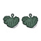 Spray Painted Alloy Pendants, Cadmium Free & Lead Free, Gingko Leaf, Dark Green, 27.5x29.5x3.5mm, Hole: 2mm