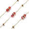 304 Stainless Steel Paperclip Chains, Ion Plating(IP), with Glass Beads, Real 18K Gold Plated, Soldered, Red, 2x1x0.2mm, about 32.81 Feet(10m)/Roll