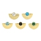 Ion Plating(IP) 304 Stainless Steel Synthetic Gemstone Cuff Rings, Fan Open Rings for Women Men, Real 18K Gold Plated, 39.5x26.5mm, Inner diameter: Adjustable.