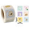 6 Style Thank You Stickers Roll, Square Paper Animal Pattern Adhesive Labels, Decorative Sealing Stickers for Christmas Gifts, Wedding, Party, Cat Pattern, 30x30mm, 300pcs/roll