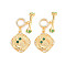 Rack Plating Brass Micro Pave Clear Cubic Zirconia Toggle Clasps, Nickel Free, Rhombus with Owl, Real 18K Gold Plated, 36mm, Bar: 19x6x5mm, Hole: 1.2mm, Jump Ring: 5x1mm, Inner Diameter: 3mm, Rhombus: 20x18x3mm, Hole: 1.4mm