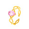 Adjustable Brass Pave Cubic Zirconia Cuff Rings, Teardrop, Golden, Teardrop, Inner Diameter: 16mm