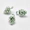 Spray Painted Alloy Charms, Pine Cone, Green, 12x7x7mm, Hole: 2mm